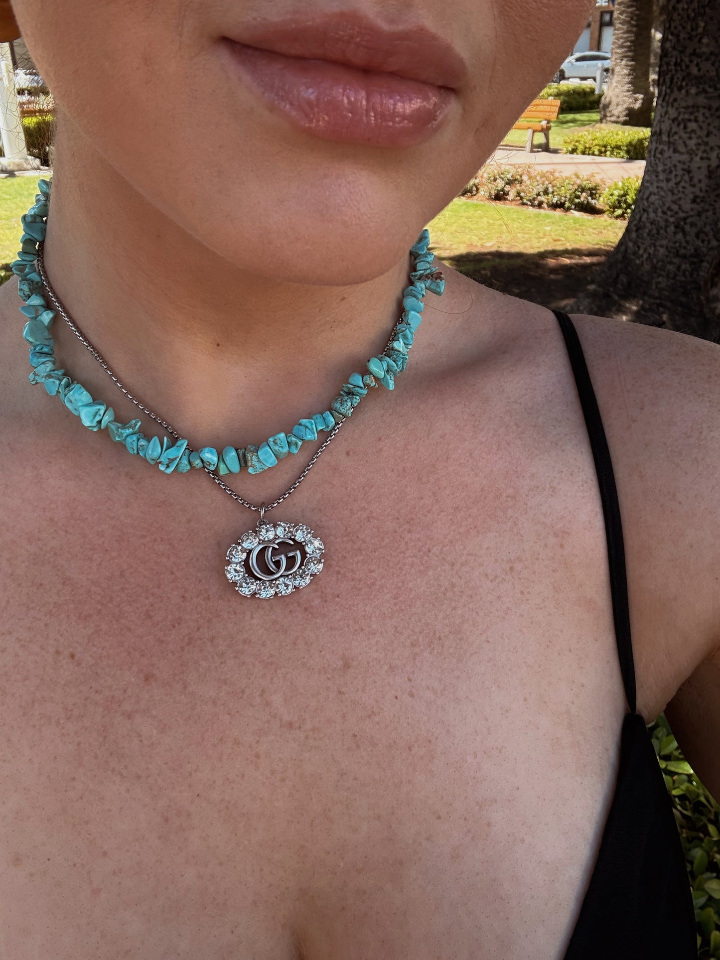 Silver Crystal G Pendant