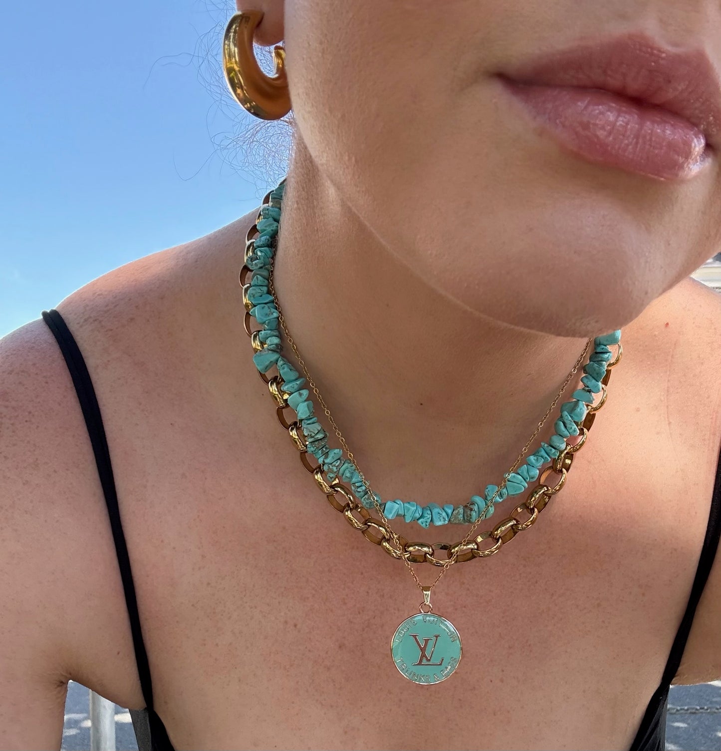 Genuine Turquoise Chip Chain
