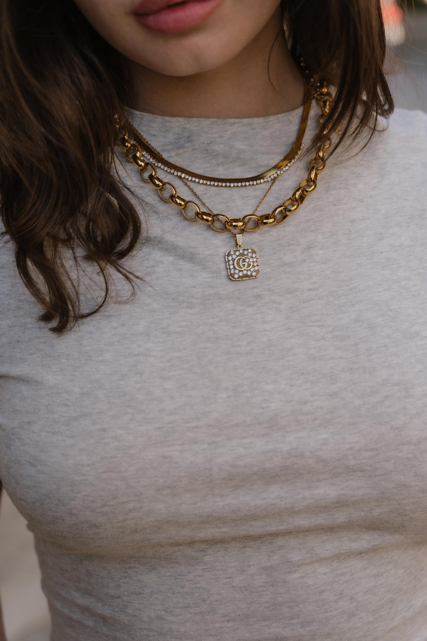 Gold Square G Pendant