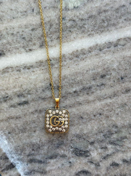 Gold Square G Pendant