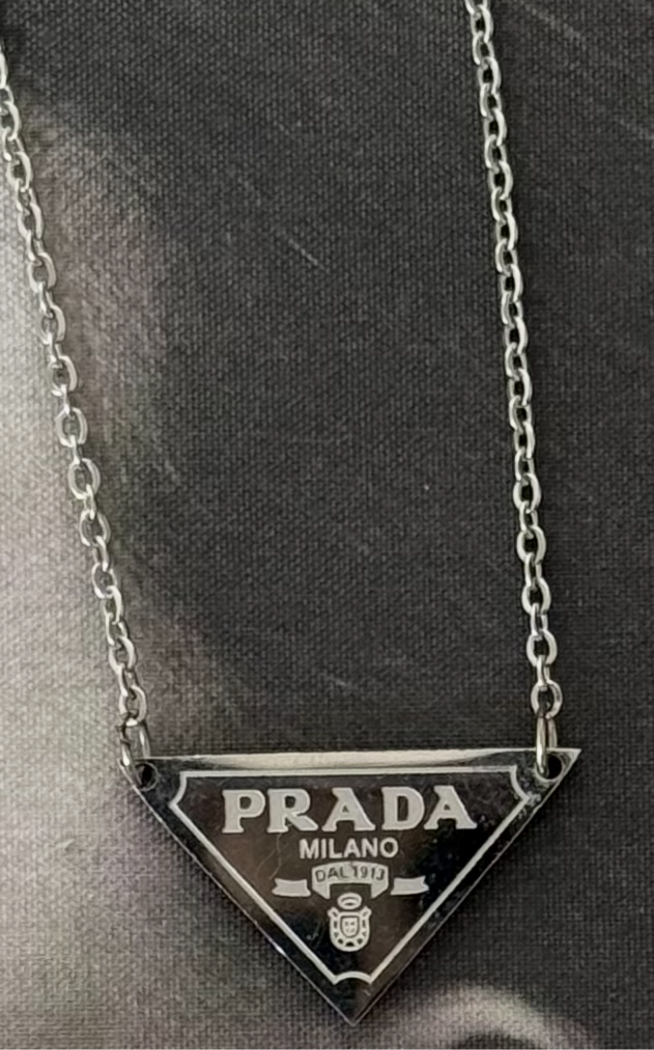 Prada Symbole Prada Necklace Logo Triangle Vintage Prada Triangle Prada Symbole Prada Necklace Logo Triangle Vintage Prada Triangle