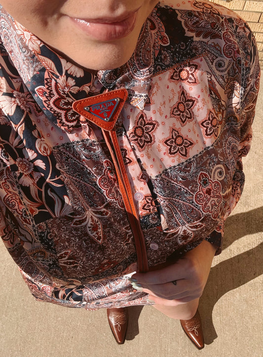 Red Triangle Bolo Tie