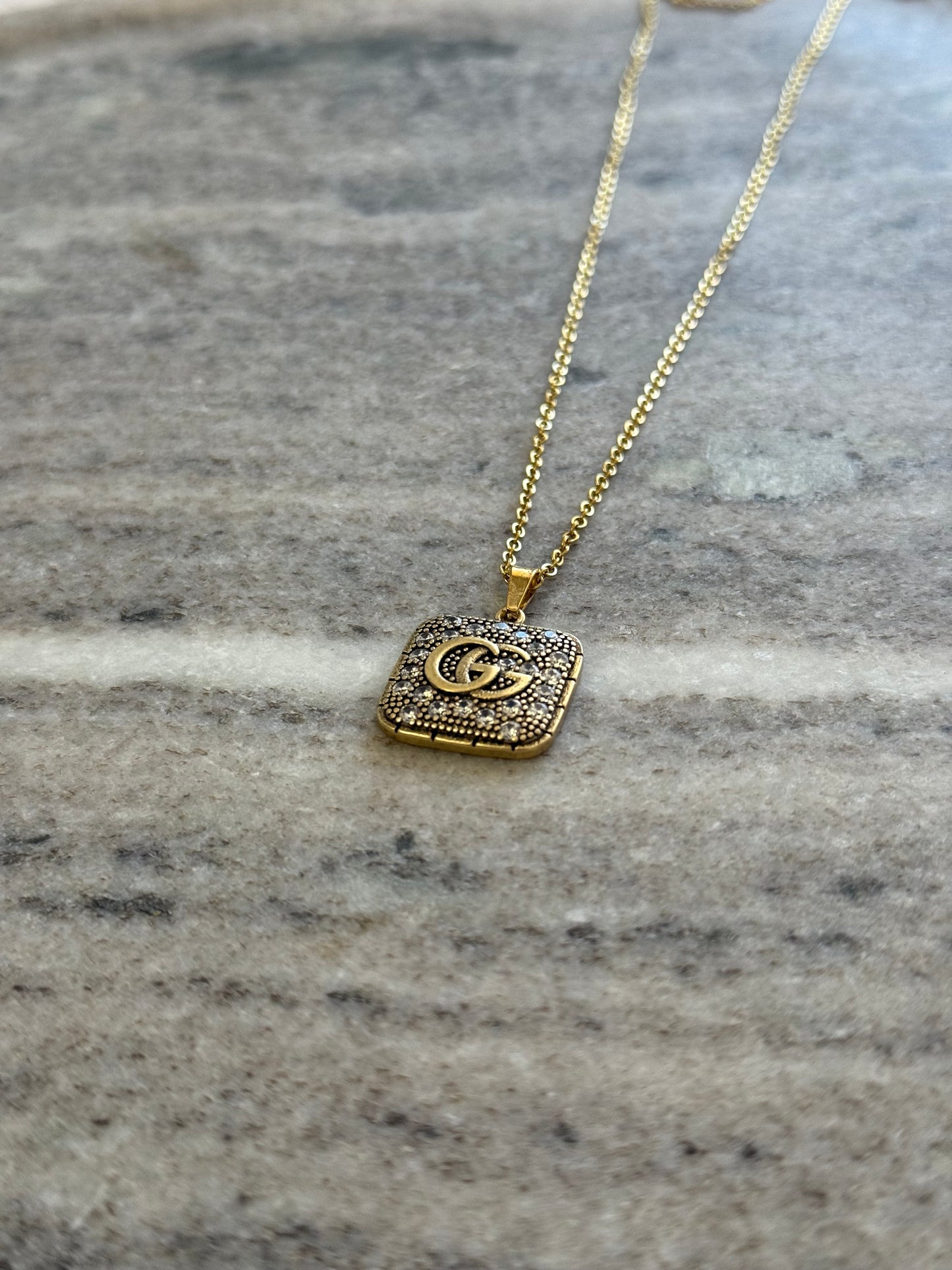 Gold Square G Pendant