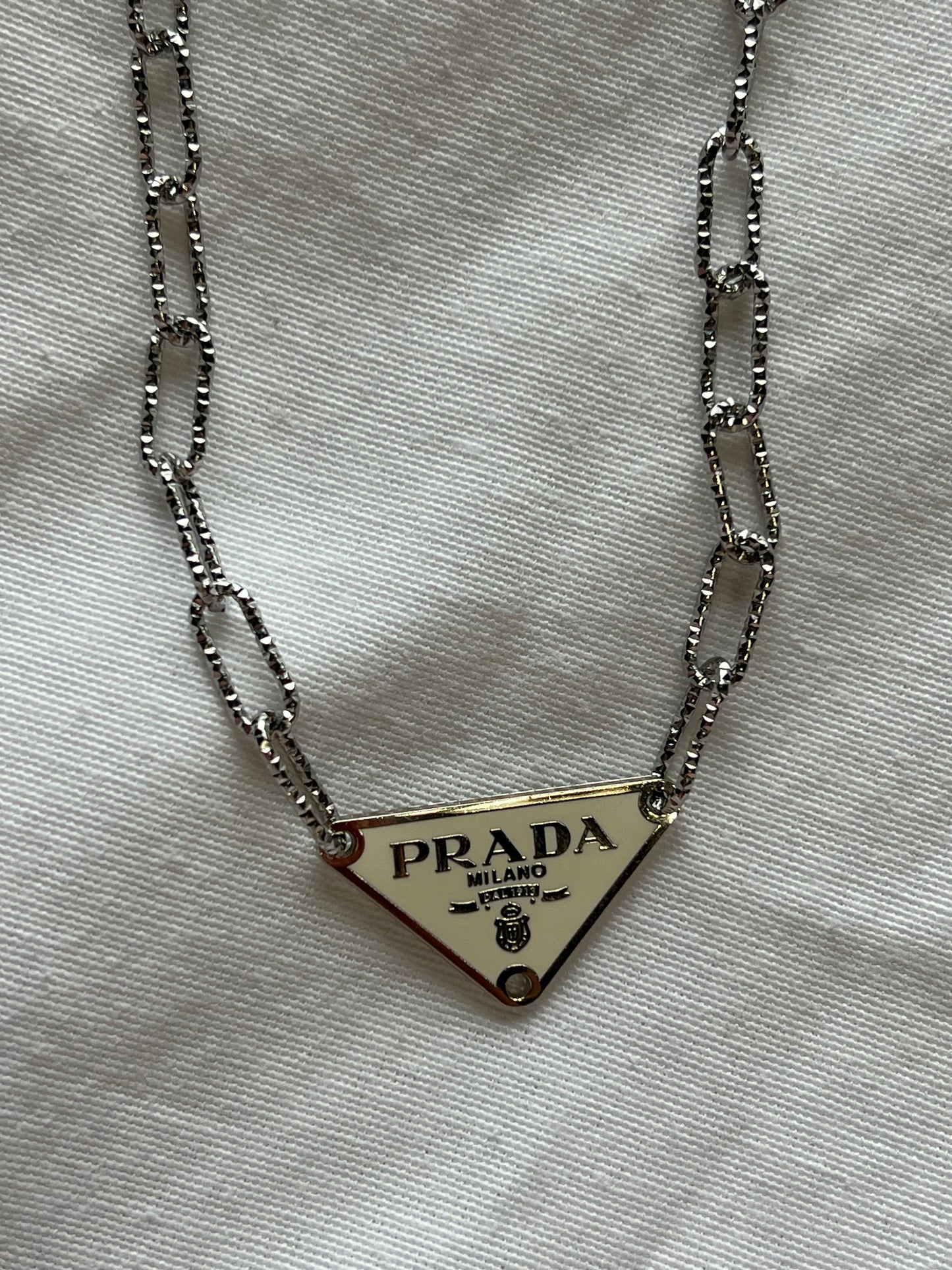 White & Silver Triangle Pendant