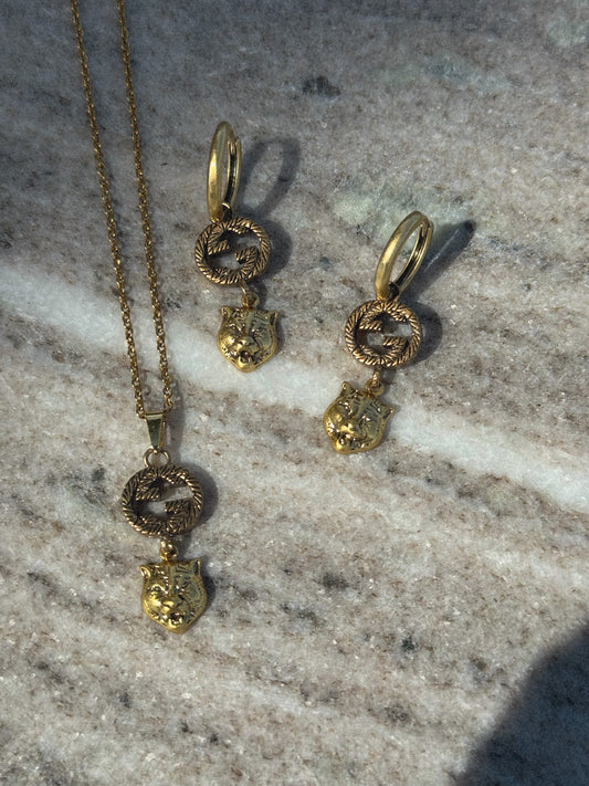 Tiger Pendant & Earrings
