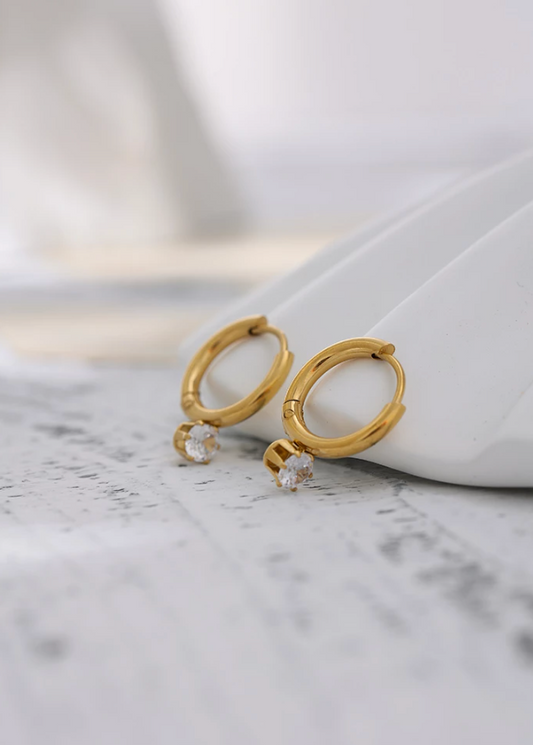 Dainty Diamond Hoops