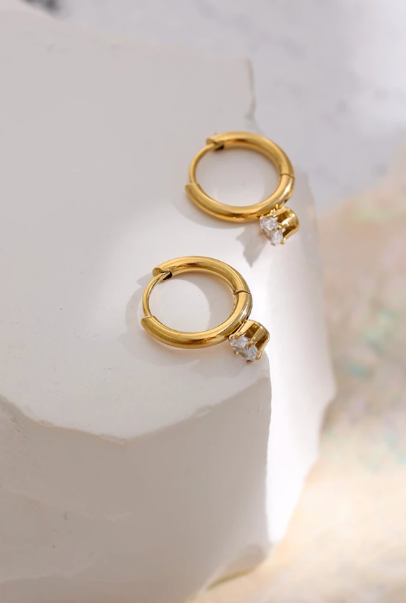 Dainty Diamond Hoops
