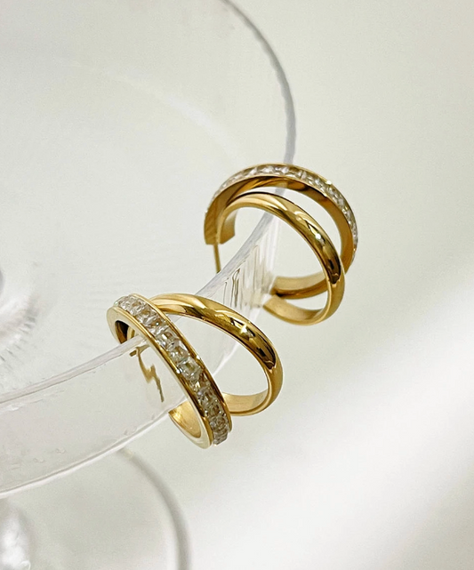 Split Diamond Double Hoops